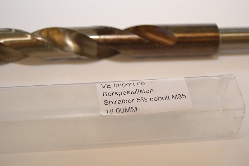 18 mm hsse co cobolt spiralbor til rustfritt